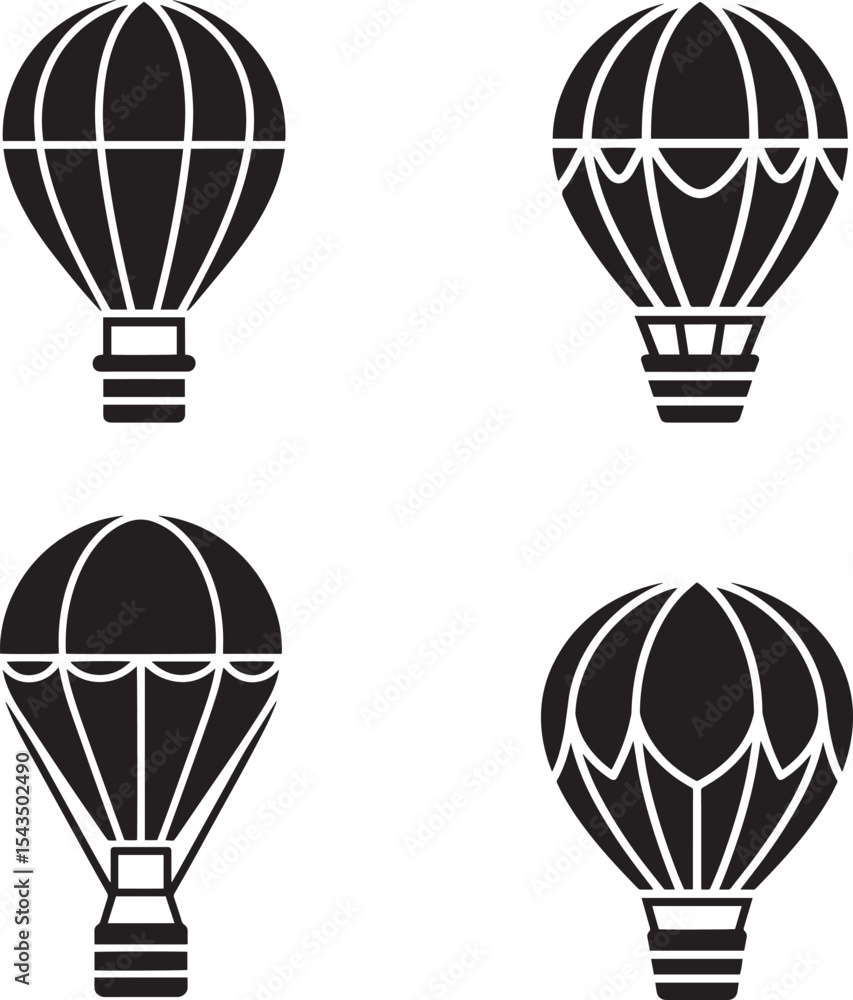 Fototapeta premium Four Classic Hot Air Balloon Silhouettes