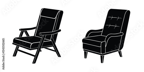 Person Leaning Against Recliner Silhouette on White Background