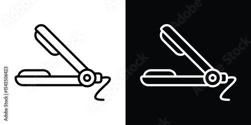 Hair straightener icon filled flat sign concept for web design.