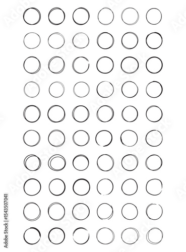 Hand-Drawn Circle Frames for Design Elements, collection of various hand-drawn circle frames in black ink on a white background, circle, frames, hand drawn, graphic design, design elements, borders, i