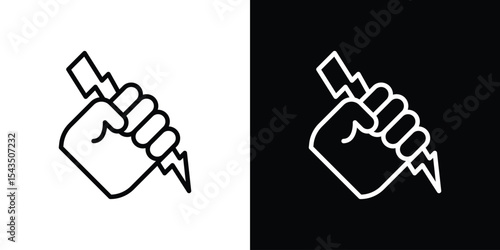 Hand with Power icon filled flat sign concept for web design.
