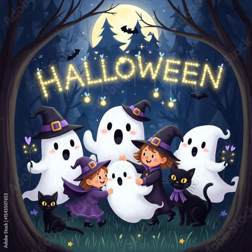 Cute Halloween Ghosts with ...