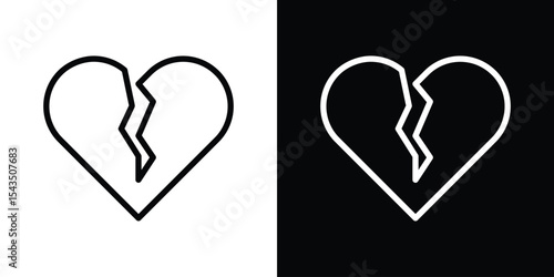 Heart Crack icon filled flat sign concept for web design.