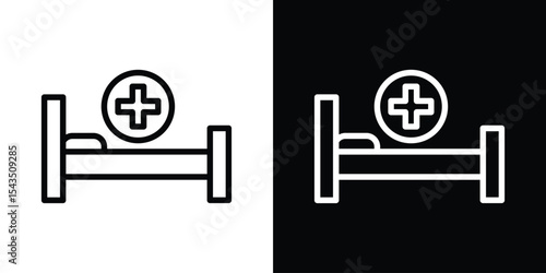 Hospital bed icon filled flat sign concept for web design.