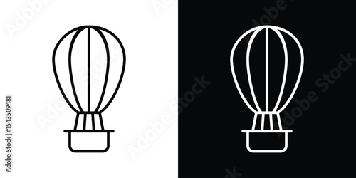 Hot air balloon icon filled flat sign concept for web design.