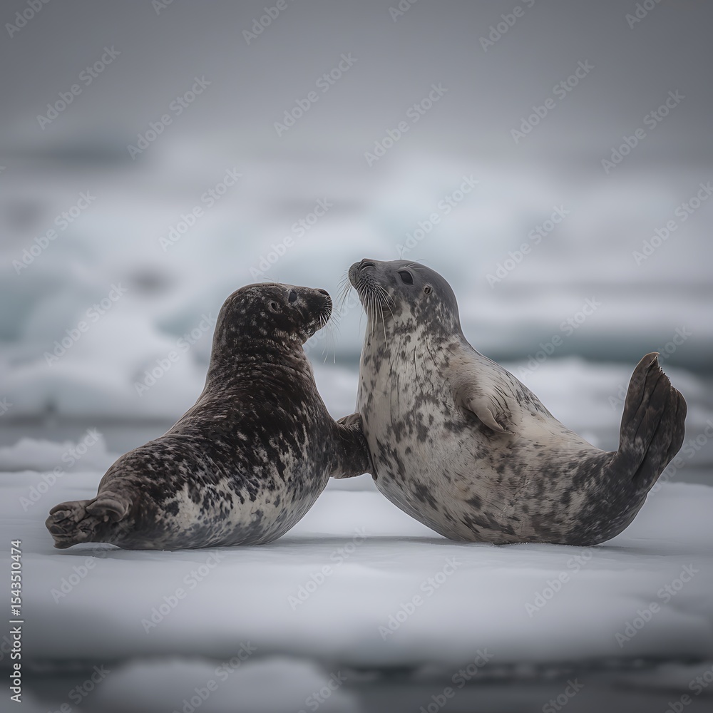 Obraz premium Two seals on ice