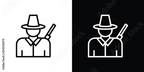 Hunter icon filled flat sign concept for web design.