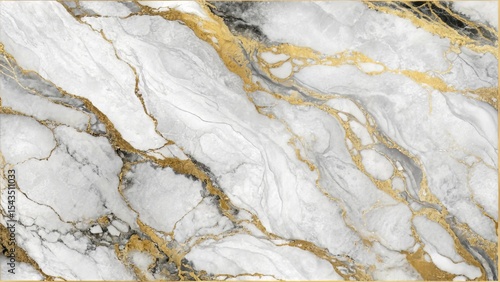 Elegant white marble texture with gold veins and a golden frame © MDPARVEZ
