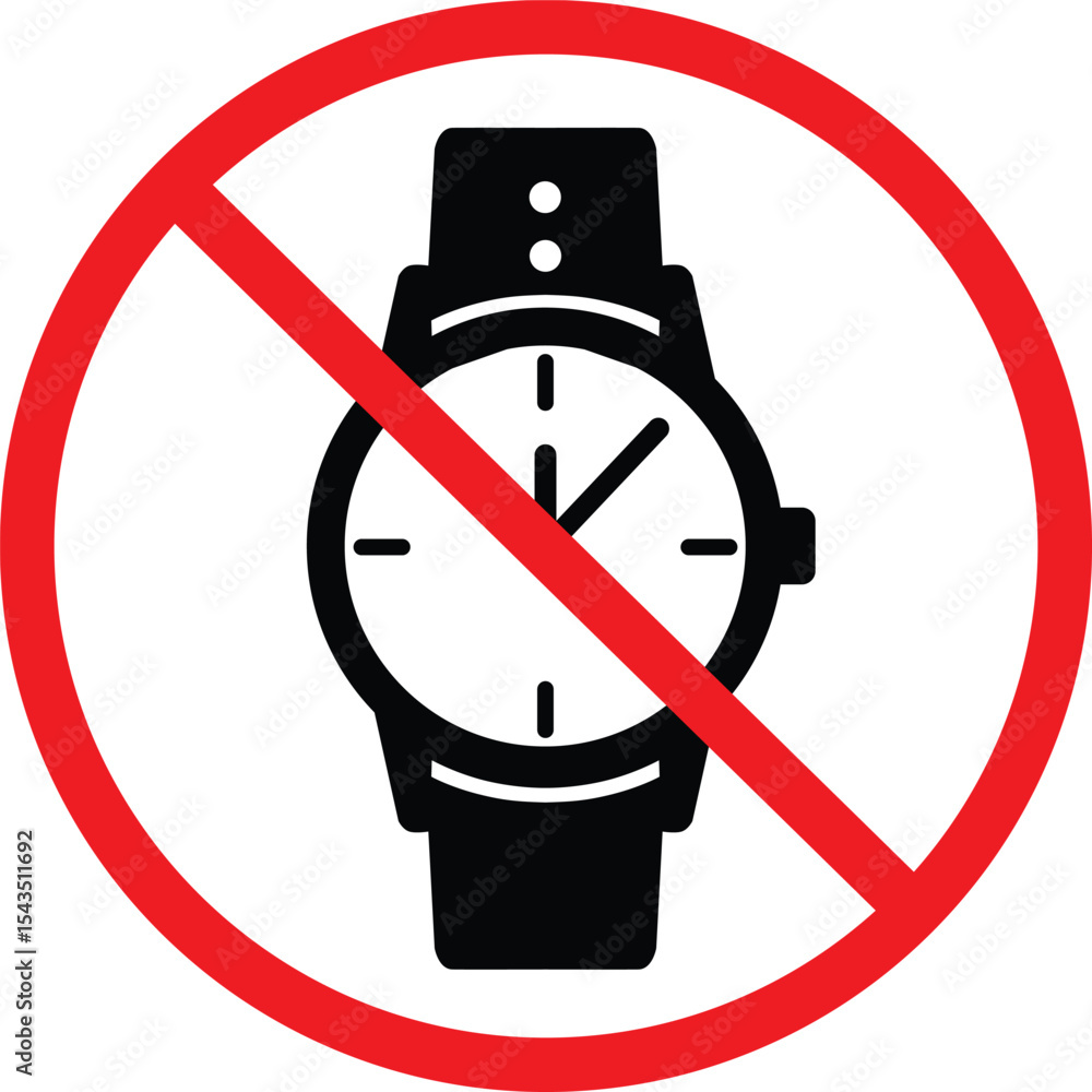 custom made wallpaper toronto digitalNo hand watch icon. Do not use watches sign. No watch time symbol. flat style.