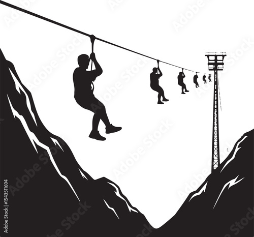 Climber Rappelling Down Cliff Silhouette

Extreme Rappelling Action Vector Scene

Mountain Rappelling Gear Silhouette Design

Rappeller Hanging on Rock Face Vector Art

Vertical Descent Adventure Silh