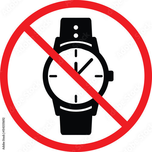 No hand watch icon. Do not use watches sign. No watch time symbol. flat style.