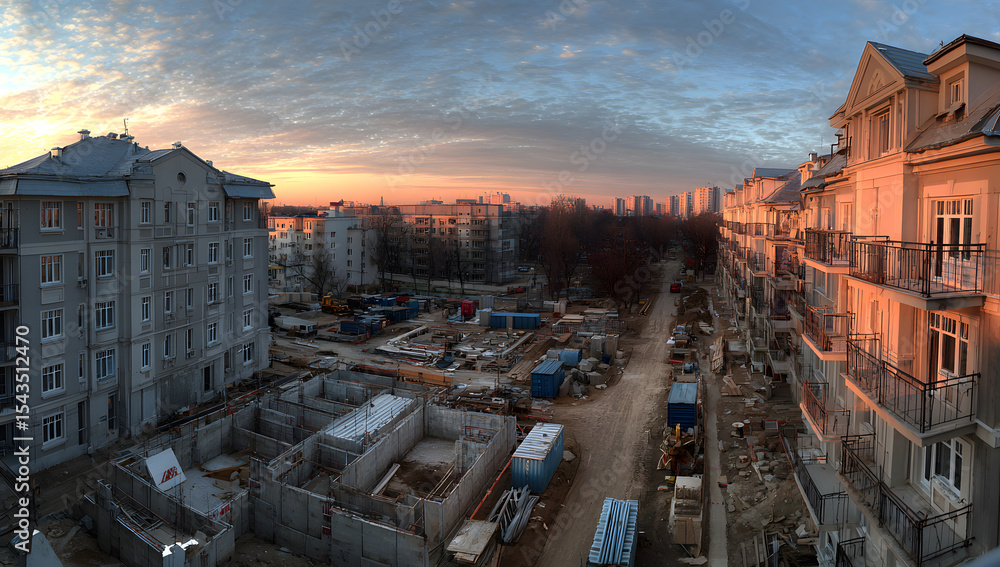 Fototapeta premium Construction area for new apartments