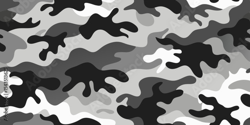 Seamless grayscale camouflage pattern design ideal for fashion apparel prints website backgrounds and branding projects offering a versatile stylish texture