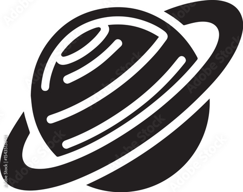 Planet Saturn with planetary ring silhouette vector