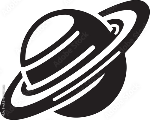 Planet Saturn with planetary ring silhouette vector