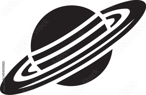 Planet Saturn with planetary ring silhouette vector
