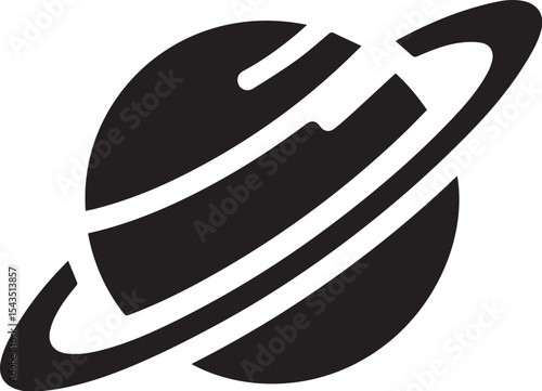 Planet Saturn with planetary ring silhouette vector
