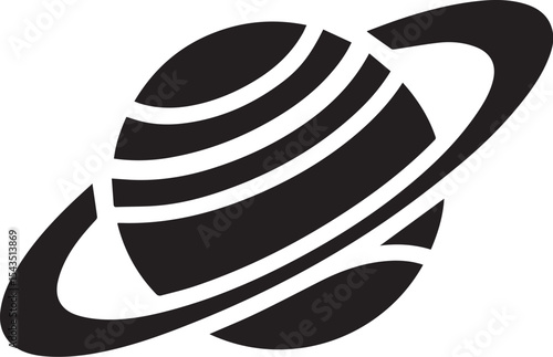 Planet Saturn with planetary ring silhouette vector