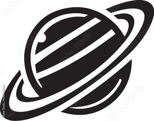 Planet Saturn with planetary ring silhouette vector