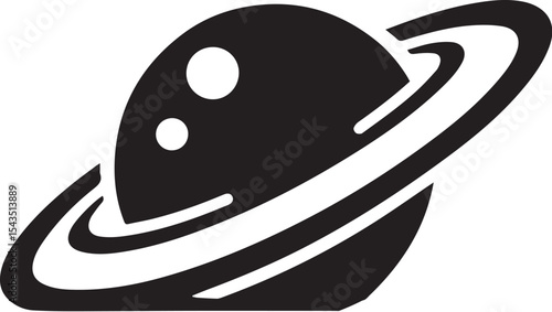 Planet Saturn with planetary ring silhouette vector