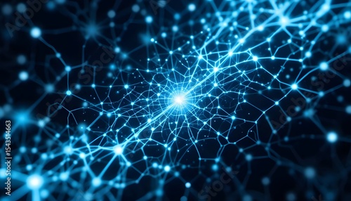 Abstract blue network connections digital data flow background