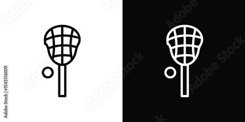 Lacrosse stick ball icon filled flat sign concept for web design.