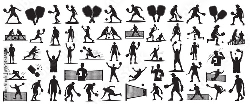 Pickleball Silhouette Vector   Active Player Pose Collection