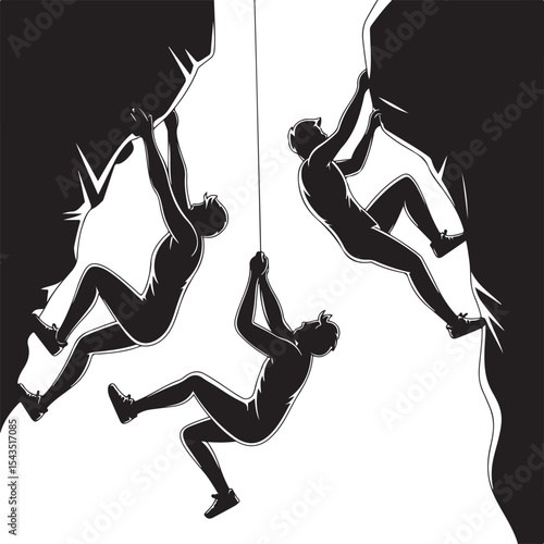 Climber Rappelling Down Cliff Silhouette

Extreme Rappelling Action Vector Scene

Mountain Rappelling Gear Silhouette Design

Rappeller Hanging on Rock Face Vector Art

Vertical Descent Adventure Silh