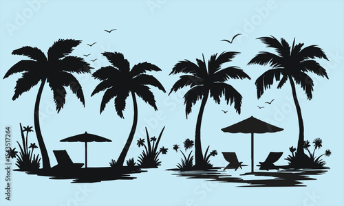 Summer beach sticker set with cute tropical elements.