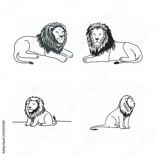 line art ofl ion bundle on the white background