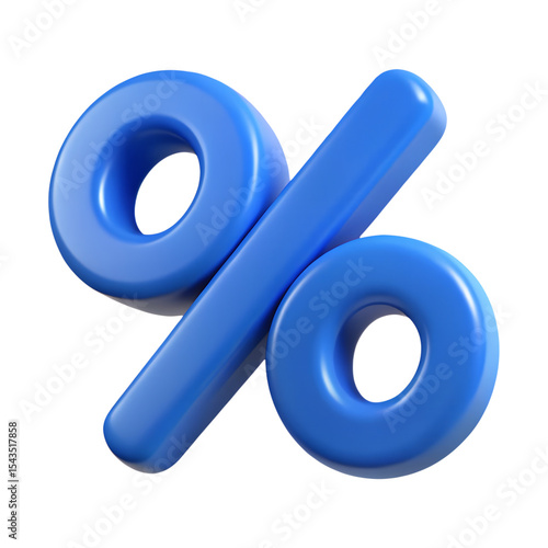 3D Blue Percentage Symbol with Soft Highlights