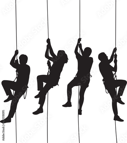 Climber Rappelling Down Cliff Silhouette

Extreme Rappelling Action Vector Scene

Mountain Rappelling Gear Silhouette Design

Rappeller Hanging on Rock Face Vector Art

Vertical Descent Adventure Silh