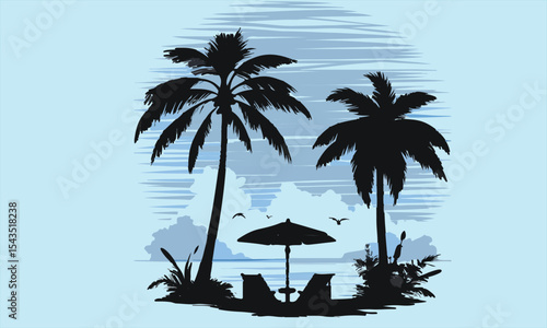 Summer beach sticker set with cute tropical elements.