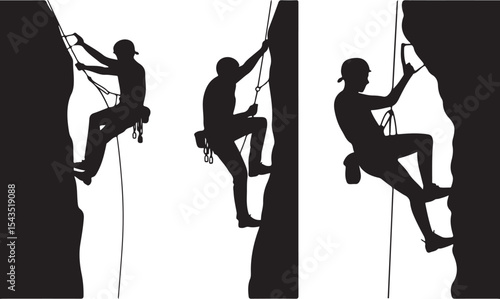 Climber Rappelling Down Cliff Silhouette

Extreme Rappelling Action Vector Scene

Mountain Rappelling Gear Silhouette Design

Rappeller Hanging on Rock Face Vector Art

Vertical Descent Adventure Silh