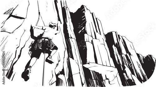 Climber Rappelling Down Cliff Silhouette

Extreme Rappelling Action Vector Scene

Mountain Rappelling Gear Silhouette Design

Rappeller Hanging on Rock Face Vector Art

Vertical Descent Adventure Silh