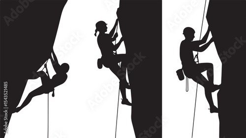Climber Rappelling Down Cliff Silhouette

Extreme Rappelling Action Vector Scene

Mountain Rappelling Gear Silhouette Design

Rappeller Hanging on Rock Face Vector Art

Vertical Descent Adventure Silh