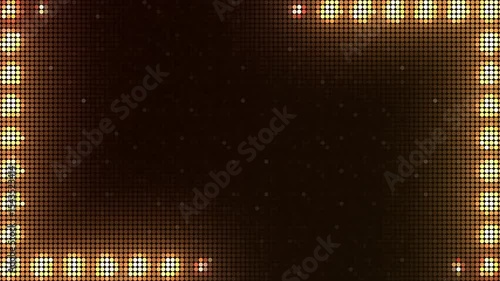 Vertical marquee light board sign retro on black background. Bright golden light bulbs for banner or sign board. Luxury frame for casino text or logo with copy space. Shiny border for glamour show