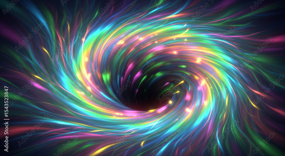 Obraz premium Spiral Galaxy in Vivid Colors with Glowing Lights and Motion