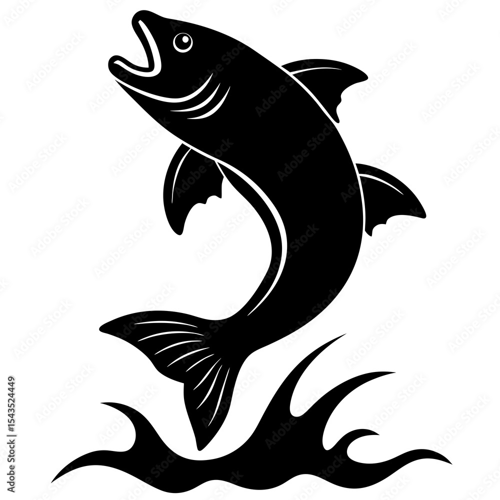 Fototapeta premium Fish jumping out of water silhouette