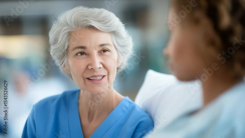 Wallpaper Mural Caring nurse engaging with senior patient in clinic setting Torontodigital.ca