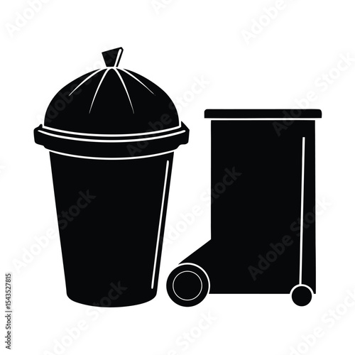 Trash cans silhouette vector illustration