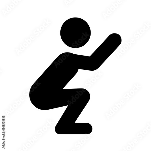 Minimalist Stickman Doing Squats Silhouette – Black SVG Clipart Icon