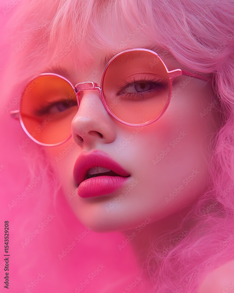 Portrait of a vibrant modern woman with pink hair. Portrait of a vibrant modern woman with pink hair.