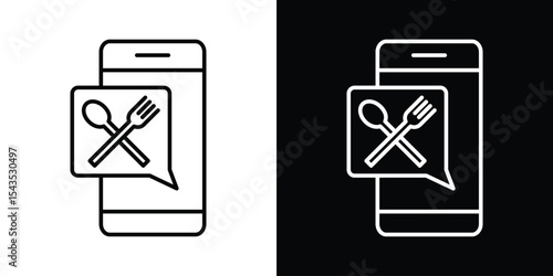 Mobile food ordering icon filled flat sign concept for web design.