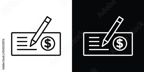 Money check icon filled flat sign concept for web design.