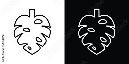 Monstera deliciosa plant leaf icon filled flat sign concept for web design.