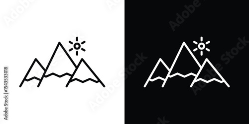 Mountains icon filled flat sign concept for web design.