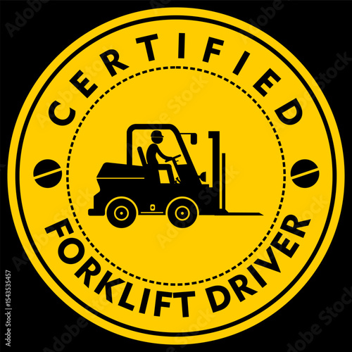 Certified forklift driver, sticker vector