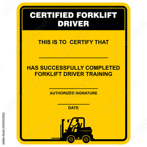 Certified forklift driver, paper vector