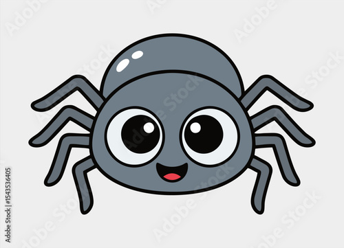 Cute little spider smiling happy  cartoon illustration.
